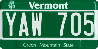 VT license plate YAW705