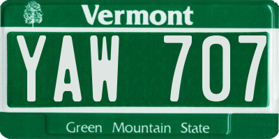 VT license plate YAW707