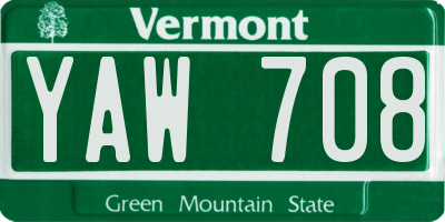 VT license plate YAW708