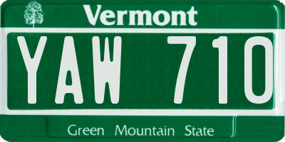 VT license plate YAW710