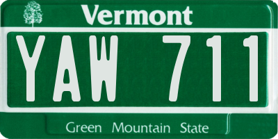 VT license plate YAW711