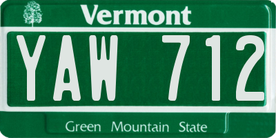 VT license plate YAW712