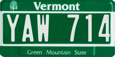 VT license plate YAW714