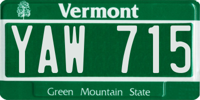 VT license plate YAW715