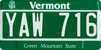 VT license plate YAW716