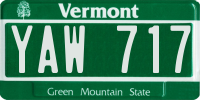 VT license plate YAW717