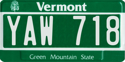 VT license plate YAW718