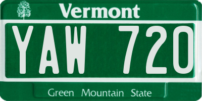 VT license plate YAW720