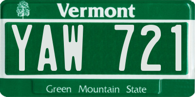 VT license plate YAW721