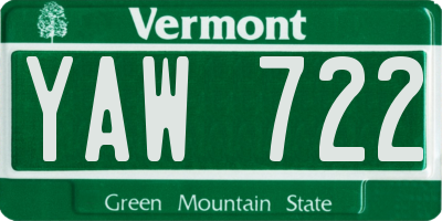 VT license plate YAW722