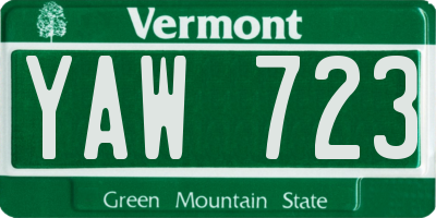 VT license plate YAW723