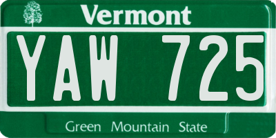 VT license plate YAW725