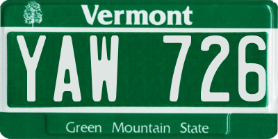 VT license plate YAW726