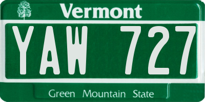 VT license plate YAW727