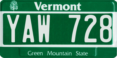 VT license plate YAW728
