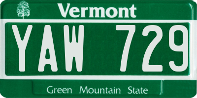 VT license plate YAW729