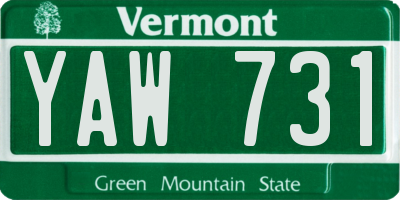 VT license plate YAW731