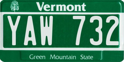 VT license plate YAW732