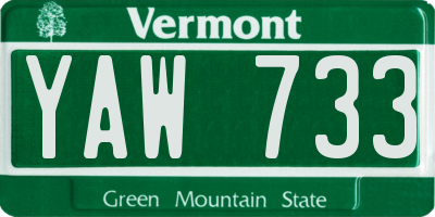 VT license plate YAW733