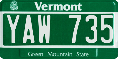 VT license plate YAW735