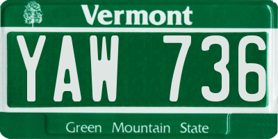 VT license plate YAW736