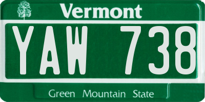VT license plate YAW738