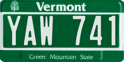 VT license plate YAW741