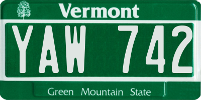 VT license plate YAW742