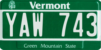 VT license plate YAW743