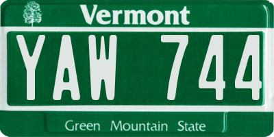 VT license plate YAW744