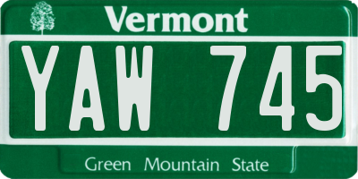 VT license plate YAW745