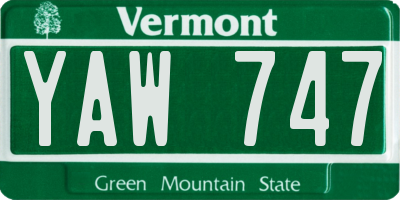 VT license plate YAW747