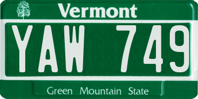 VT license plate YAW749