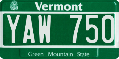 VT license plate YAW750