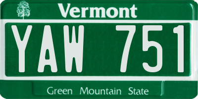 VT license plate YAW751