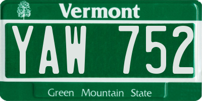 VT license plate YAW752