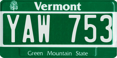 VT license plate YAW753