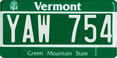 VT license plate YAW754