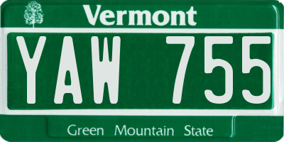 VT license plate YAW755