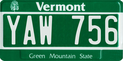 VT license plate YAW756