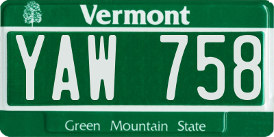VT license plate YAW758