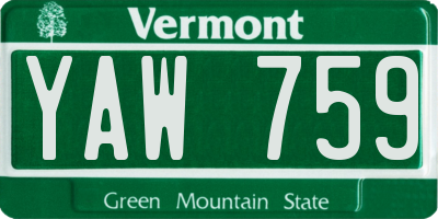 VT license plate YAW759