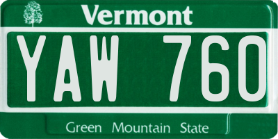 VT license plate YAW760