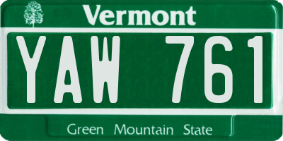 VT license plate YAW761