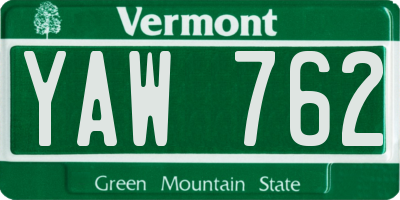 VT license plate YAW762
