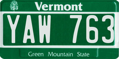 VT license plate YAW763