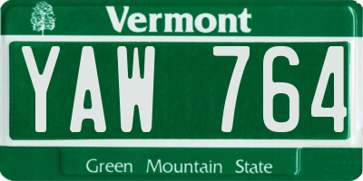 VT license plate YAW764