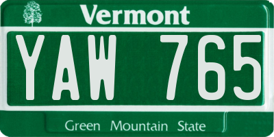 VT license plate YAW765