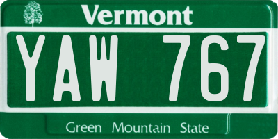 VT license plate YAW767