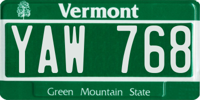 VT license plate YAW768